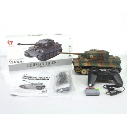 Czołg zdalnie sterowany IR/dźwięk 1:24 German Tiger 1 Mid Painted Camo RTR 2.4Ghz - Heng Long 3841-11-M-C